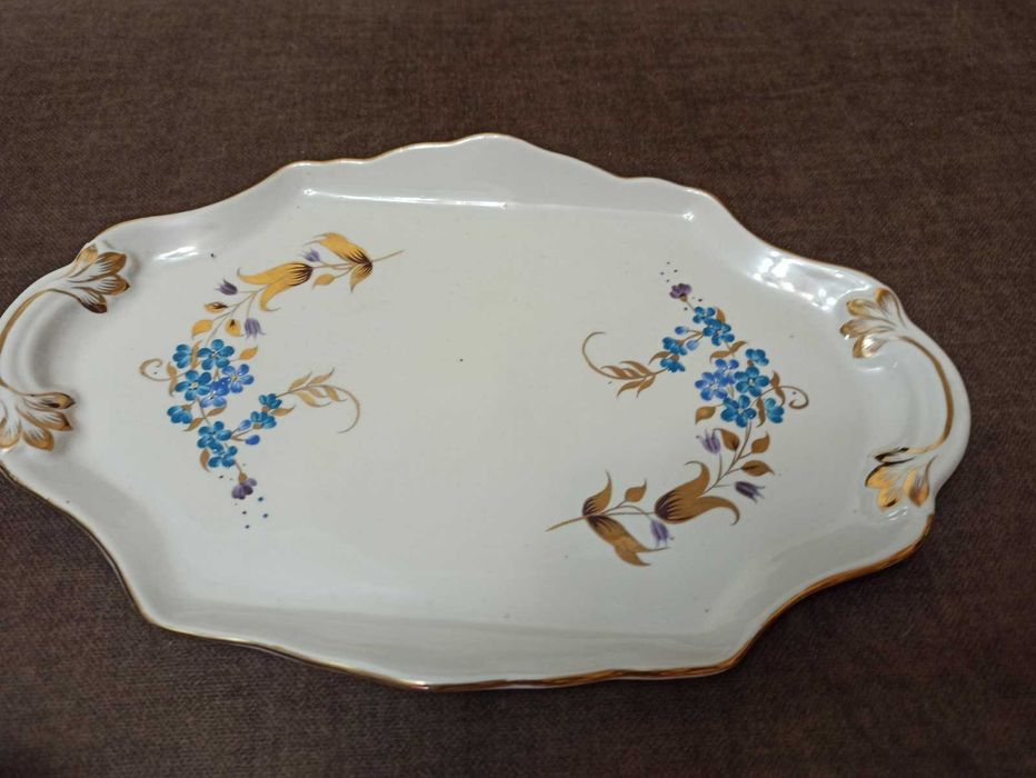 Ексклюзивний кавовий сервіз з тонкого блакитного фарфору з позолотою