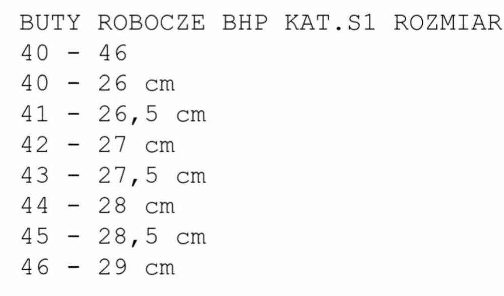 Buty Robocze Bhp r 46 dł wkładki 29cm