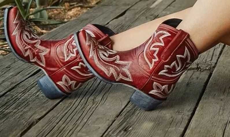 Kowbojki Krótkie Western Haftowane