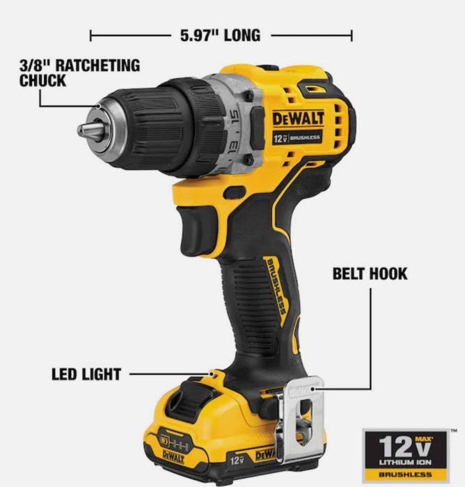 Безщітковий акумуляторний шуруповерт DEWALT DCD701F2 (DCD701D2) XTREME 12V MAX