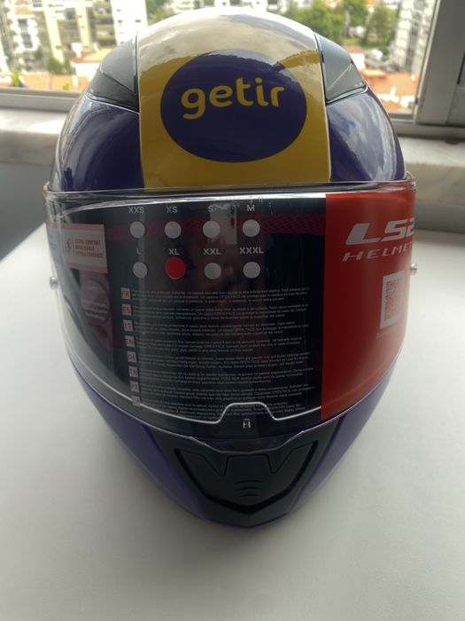 capacete LS2 helmets amarelo e roxo