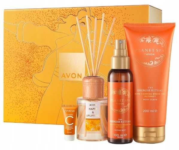 AVON Zestaw kosmetyków Radosny Nastrój mgiełka scrub serum Dyfuzor