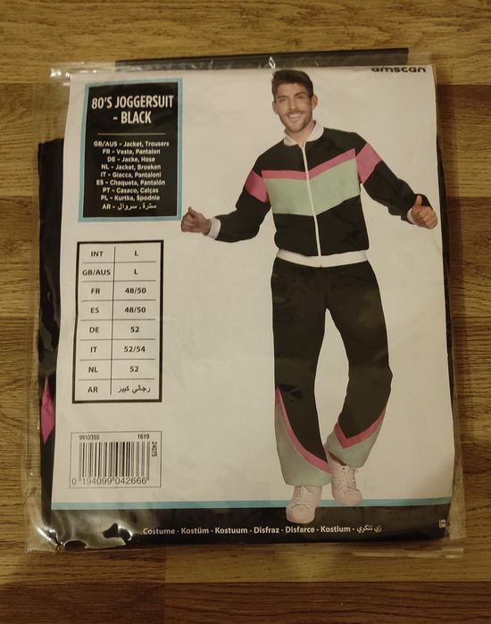 Strój dres dresiara czarny lata 80 disco rozmiar L bal karnawałowy