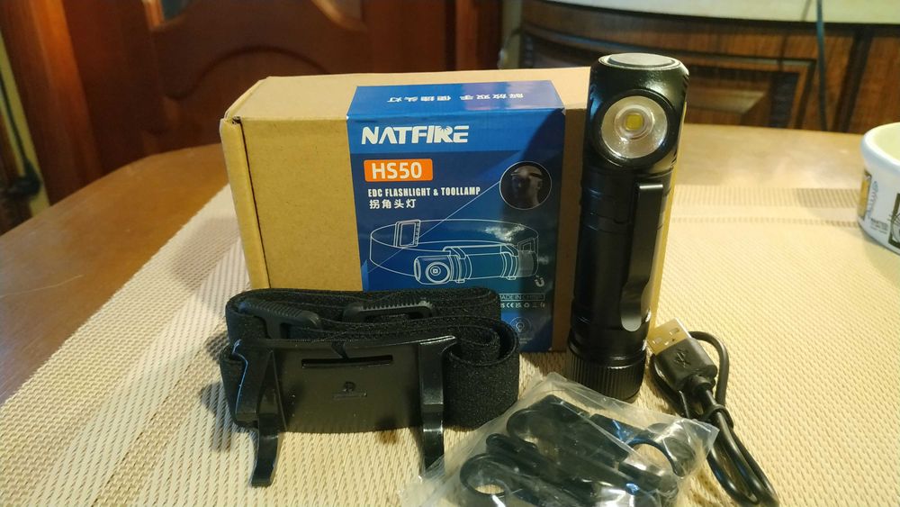 Налобный фонарь NATFIRE HS50, перезаряжаемый, 3400 мАч, 1000 лм