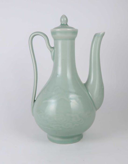 Bule de chá em porcelana Celedon oriental