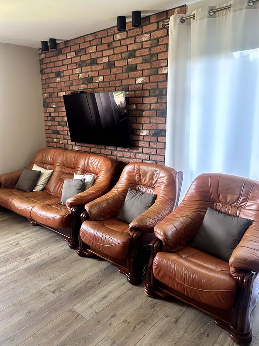 Solidny komplet wypoczynkowy - sofa i 2 fotele