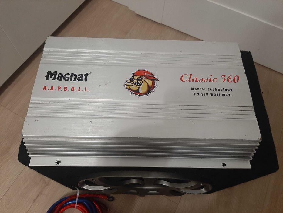 Subwoofer Skrzynia Basowa Blaupunkt + Wzmacniacz Magnat + kable
