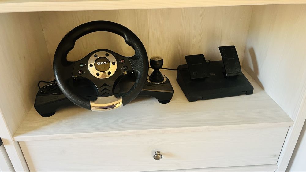 Kierownica do gier QSMART + pedały + skrzynia biegów – komplet
