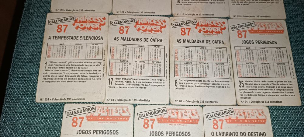 Antigos 7 calendários de bolso Masters of the Universe 1987