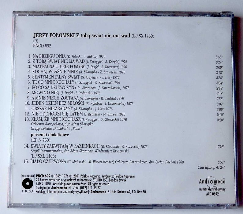 CD Jerzy Połomski - "z tobą świat nie ma wad" (MUZA, remasters!)