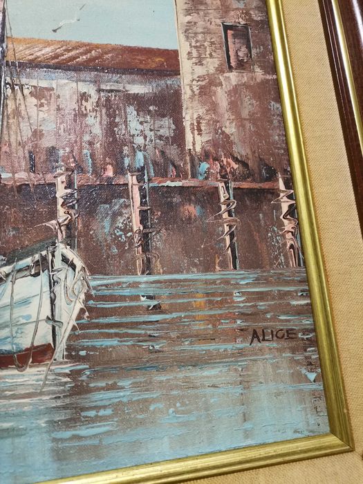Pintura a óleo com moldura