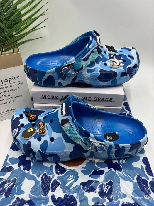 ‼️БЕЗ ПЕРЕДОПЛАТ‼️Крокси Crocs x Bape/ тапочки/шльопанці/крокс