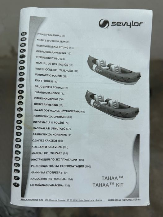 Kayak insuflável Tahaa Servylor 2 pessoas