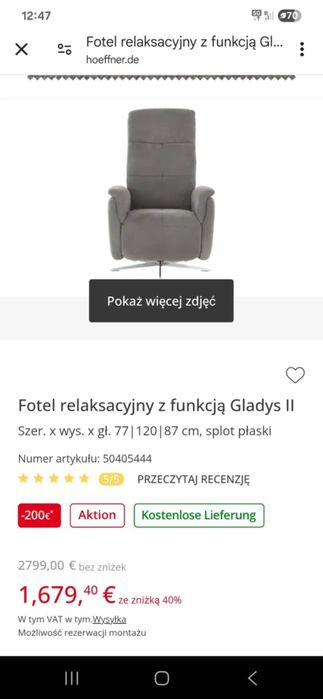Fotel relaksacyjny nowy