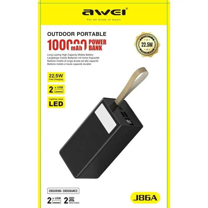 Повербанк, Power Bank, з LED-ліхтариком і швидкою зарядкою Hoco, РІЗНІ