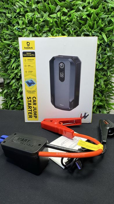 Топовый мощный бустер Базеус Baseus Jump Starter 20000 mAh пусковое