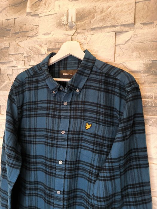Koszula Lyle Scott Kratka Długi Rękaw Logo Niebieska XL