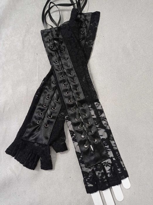 koronkowe wiązane rękawiczki eleganckie goth alternative lolita punk