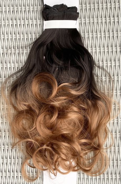 Premium Ultra Włosy doczepiane, naturalna czerń / rudy / ombre 325.