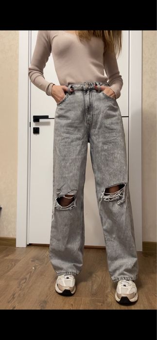 Джинси сірі жіночі широкі джинсы жениские широкие широкі