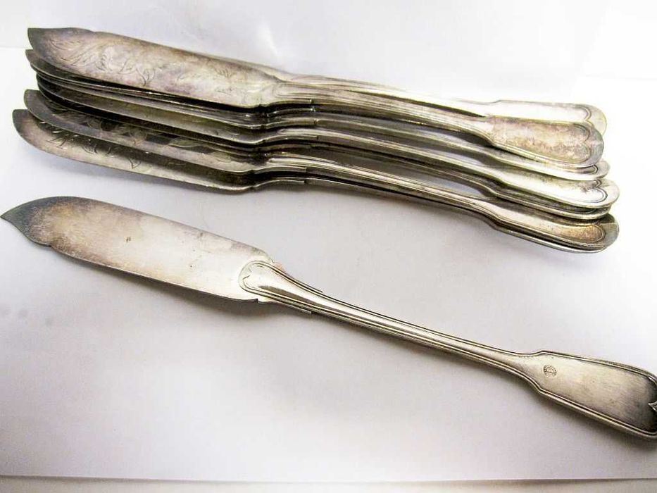 8 antigas facas de peixe com banho em prata - Krupp Berndorf