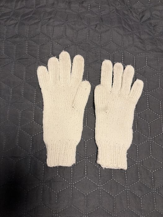 białe rękawiczki damskie dziergane S