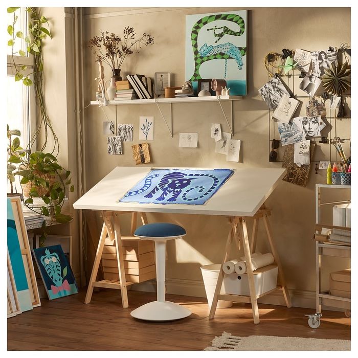 Biurko IKEA LAGKAPTEN / MITTBACK biały/brzoza, 140x60 cm