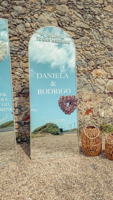 Aluguer Welcome Mirror em Led para Casamentos Espelho Boas Vindas