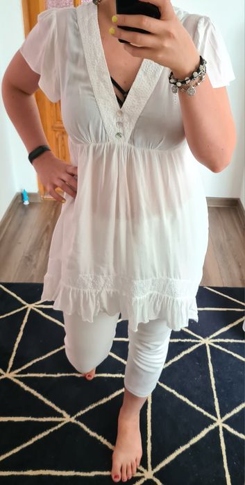 Biała tunika sukienka letnia na lato 100% viskoza elegancka