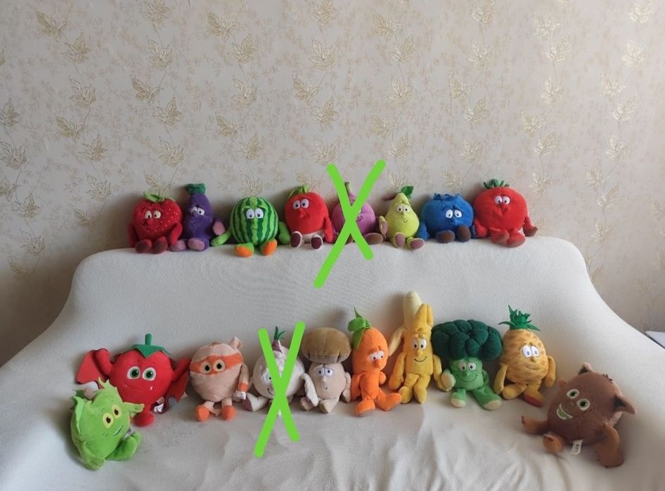 М'які іграшки овочі та фрукти