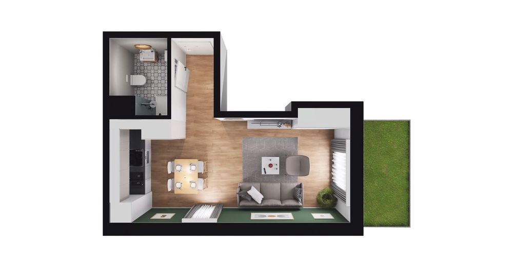 1-pokojowe mieszkanie 30 m² + ogródek - Widok 3