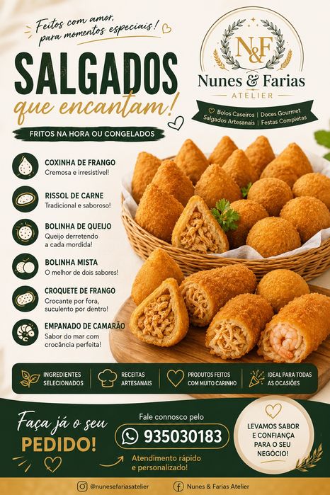 Salgados Artesanais Fritos ou Congelados