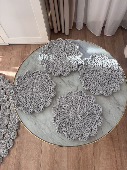 Handmade dywan + 4 podkladki na stół komplet