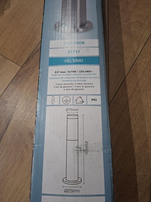 Lampa zewnętrzna ogrodowa Helsinki 45 cm srebrna Eglo