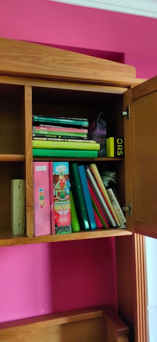 Cama solteiro dupla (madeira maciça pinho mel) + colchão