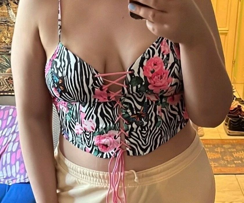 Top crop florido tamanho xxl novo