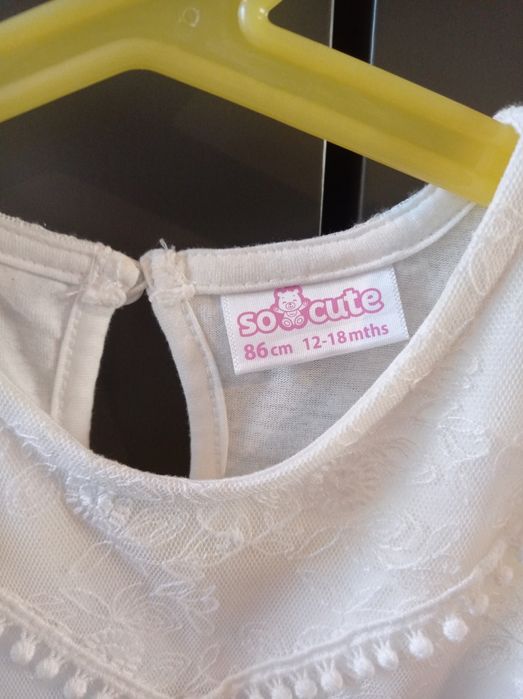 Sukieneczka, sukienka, biała, elegancka, krótki rękaw, chrzest, r. 86