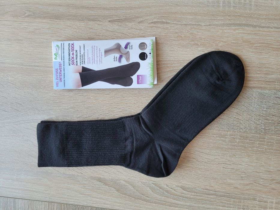 40-42 FubGut Sock-in-Sock  skarpety podkolanówki czarne damskie bawełn