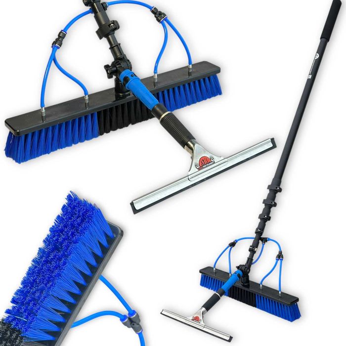 Телескопічна миюча щітка для вікон та сонячних панелей (10м, 500 мм)