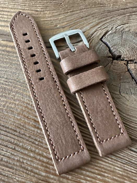 Pasek do zegarka 22 mm brązowy handmade skóra naturalna ręcznie robiony