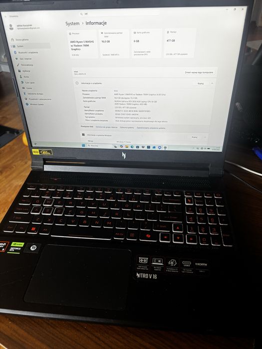 Sprzedam laptopa gamingowego Acer Nitro V16