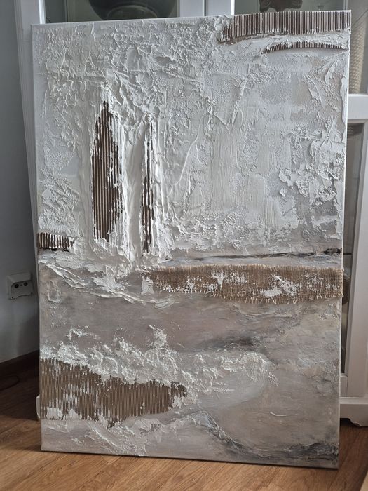 Abstrakcja  kolaż ,obraz strukturalny 70x100