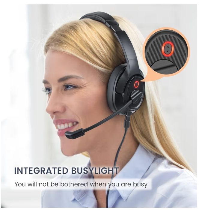Headset Auriculares USB com Microfone e Cancelamento de Ruído