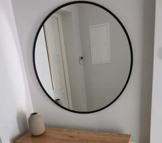 Lustro Dekoracyjne Ozdobne Ścienne Łazienkowe Czarna Rama 80cm