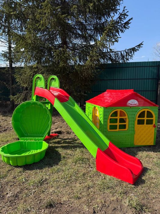 Дитячий будиночок гірка пісочниця Детская песочница горка качеля тачка