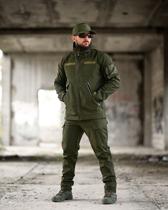 Демісезонний тактичний костюм софтшел DEMENTIOZ олива