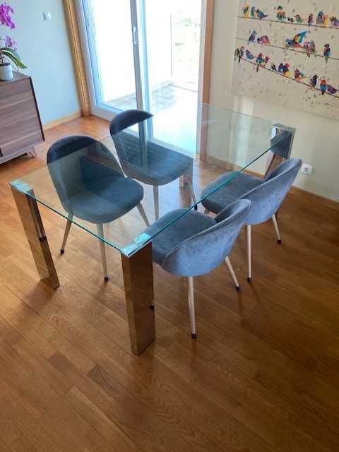 Mesa de Jantar MALIBU Aço e Vidro temperado 160x90