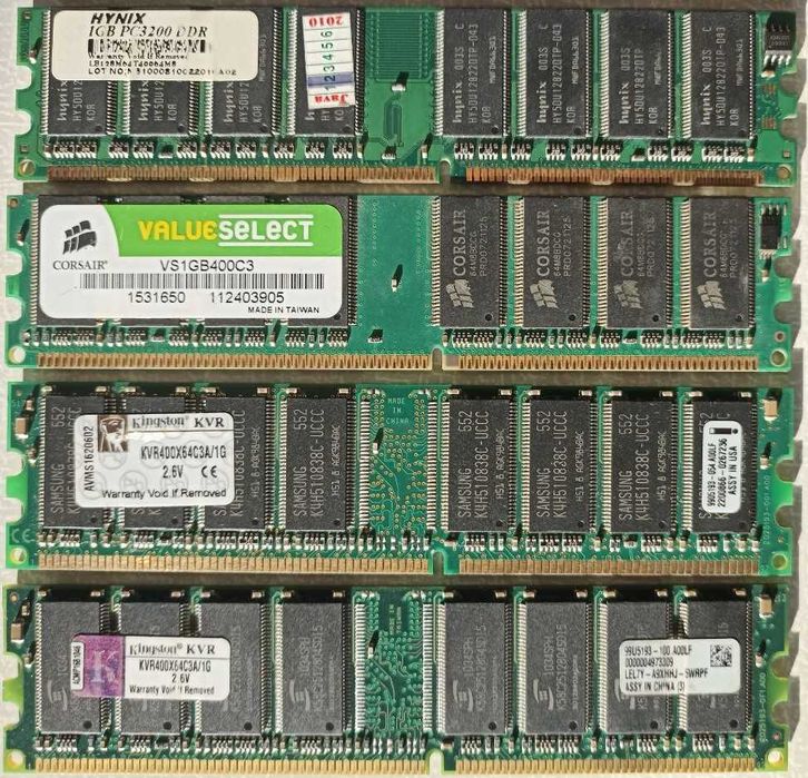 DDR 400 (3200) по 1 gb. Оперативка DDR 1-я для ПК. Рабочая, проверена.