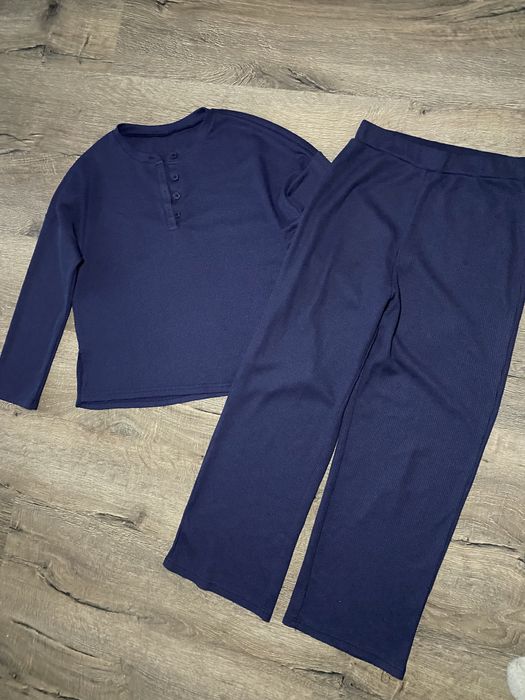 Синя піжама Shein M комплект кофта-штани для дому