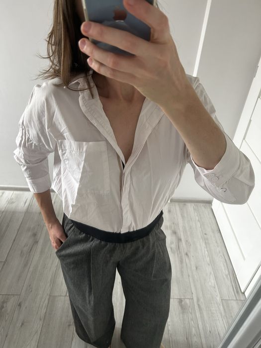 Bawelniana koszula oversize z rekawem 3/4